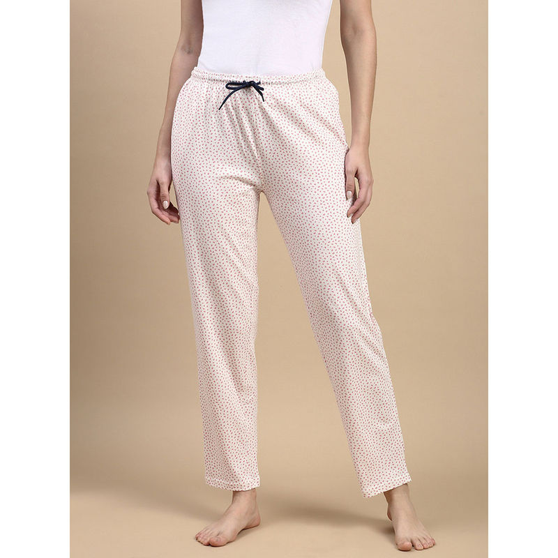Kryptic White Printed Cotton Relaxed Fit Pyjama (M)