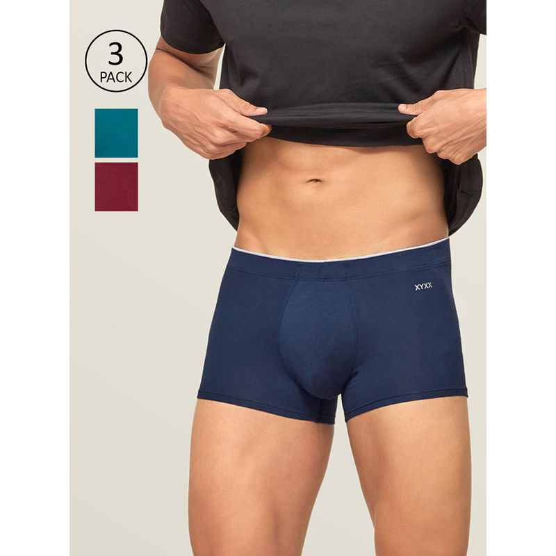 XYXX Men Intellisoft Antimicrobial Micro Modal Uno Trunk Pack Of 3 (L)