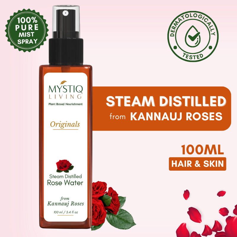 Mystiq Living Rose Water Spray For Face Steam Distilled Pure Organic Gulabari From Kannauj