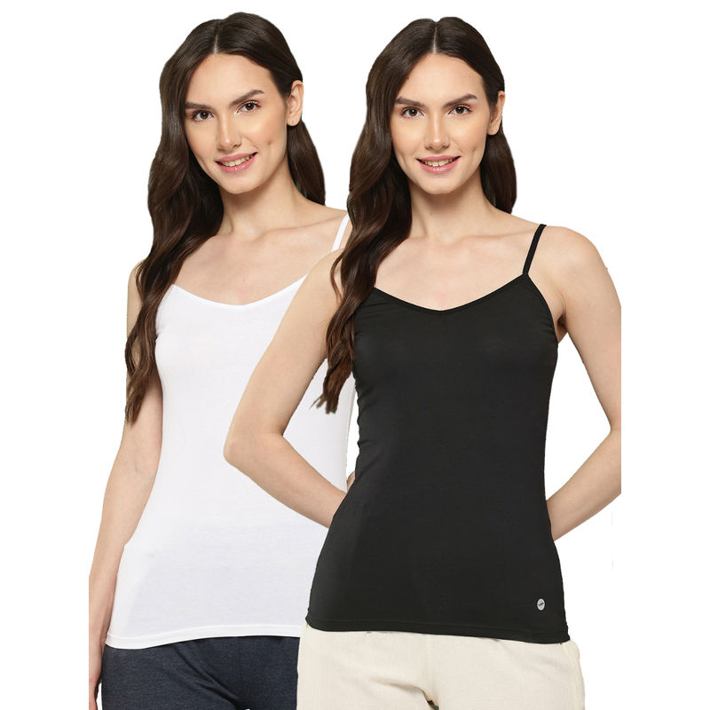 Leading Lady Solid Cotton V Neck Camisoles for Women's (Pack of 2) (2XL)