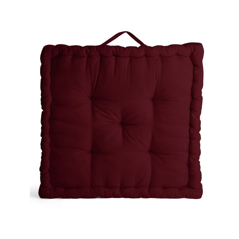 Encasa Homes Square Floor Cushions 40 X 40 X 8 Cm Rich Maroon (16x16)