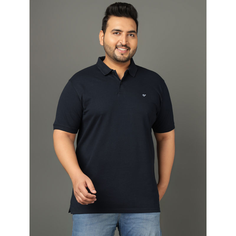 Club York Men Navy Blue Solid Plus Size Polo T-Shirt (3XL)