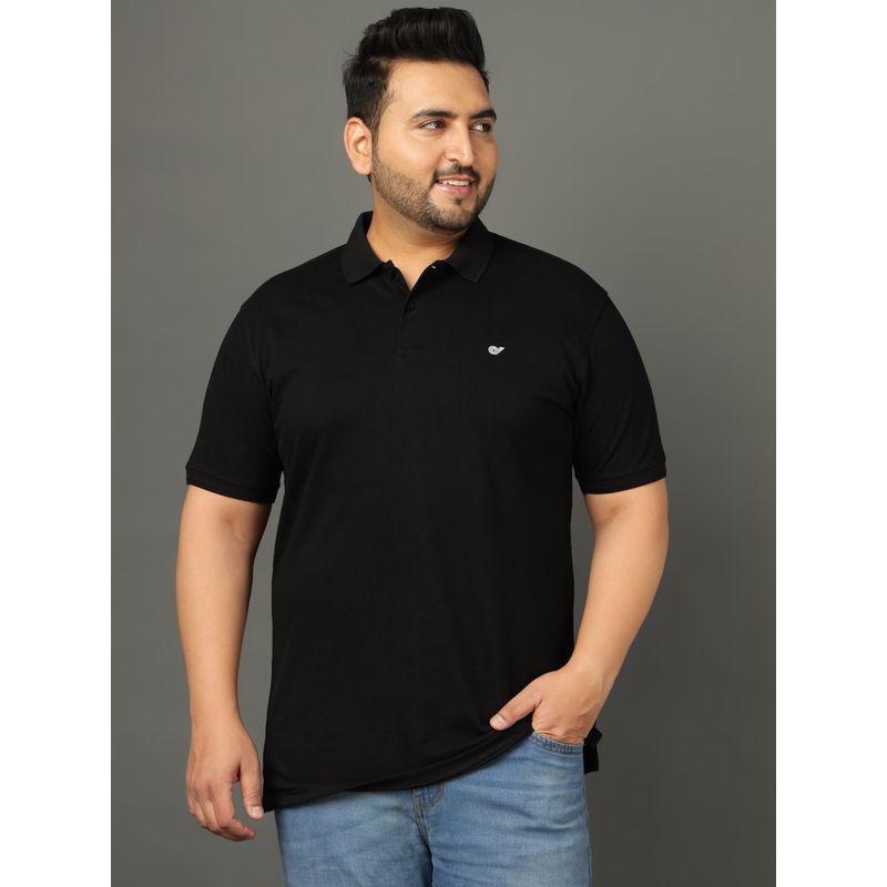 Club York Men Black Solid Plus Size Polo T-Shirt (3XL)