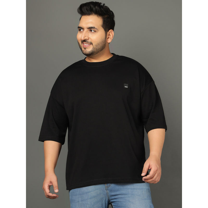 Club York Men Black Crew Neck Plus Size T-Shirt (5XL)