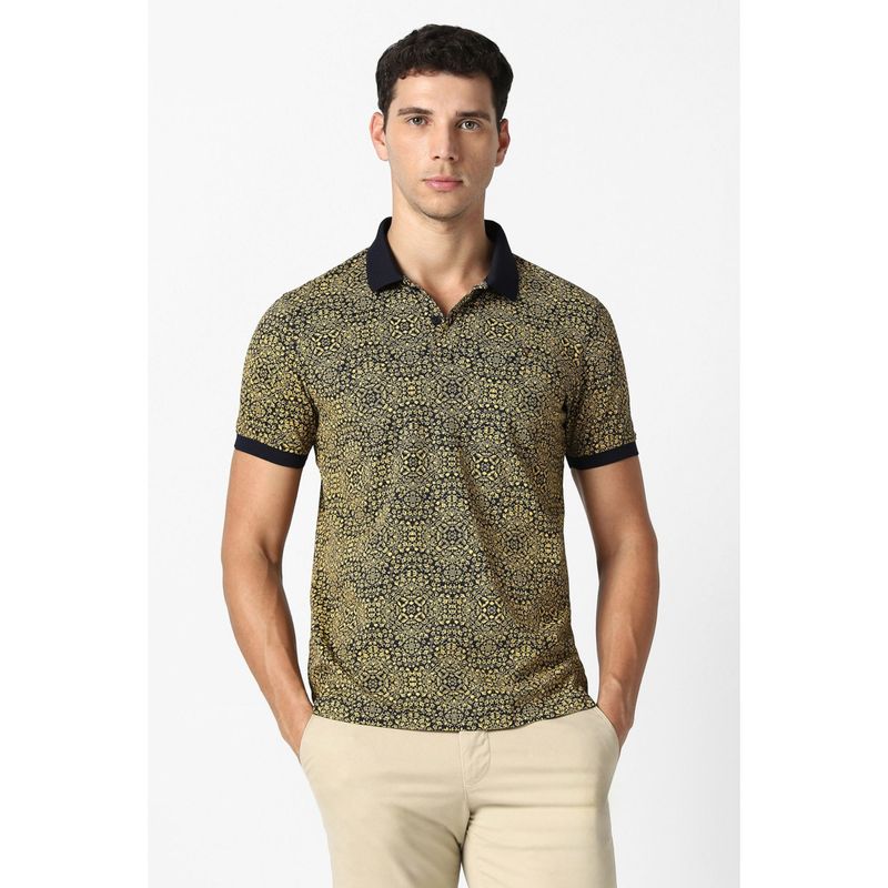 Van Heusen Multi-Color Cotton Half Sleeves Polo T-Shirt (M)