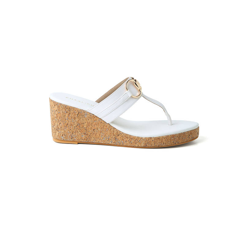Chaal Chalan White Mia Wedges (EURO 39)