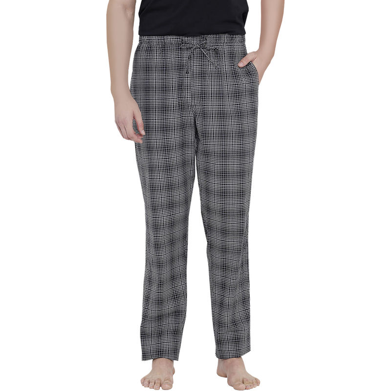 XYXX Super Combed Cotton Checkered Pyjama For Men - Black (S)