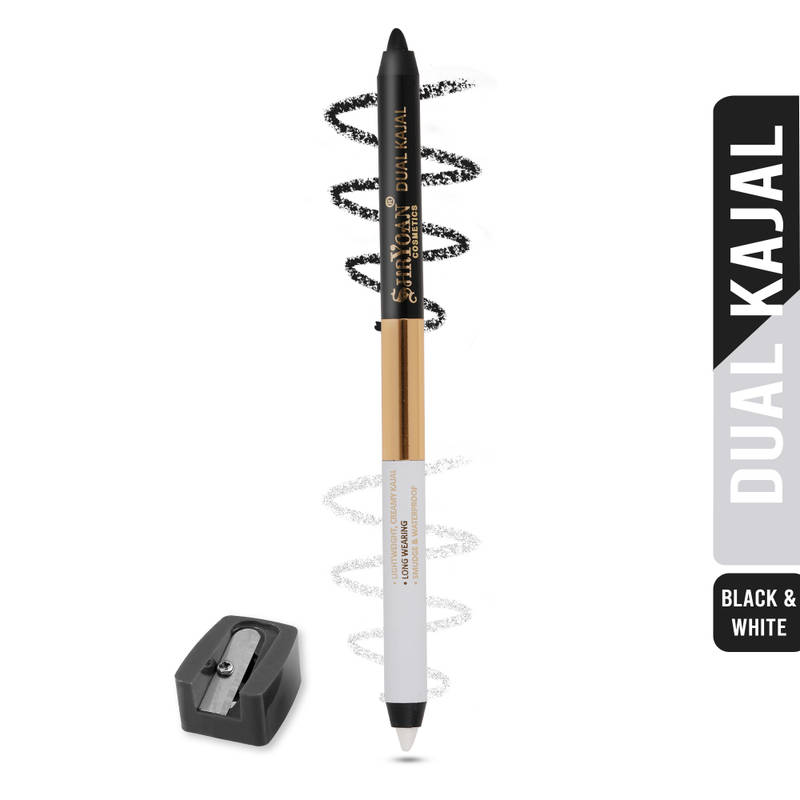 Shryoan Shimmery Dual Kajal with Sharpener - Black-White
