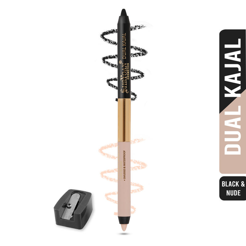 Shryoan Shimmery Dual Kajal with Sharpener - Black-Nude