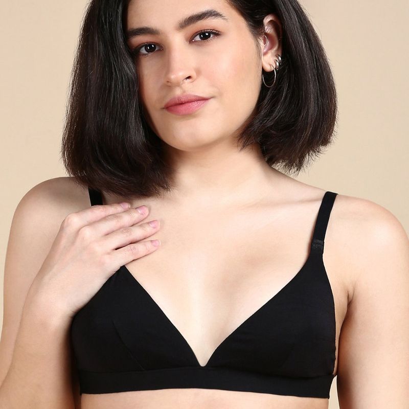 Tailor and Circus Womens Adjustable Triangle Tencel Modal Micro Bra - Black (S)