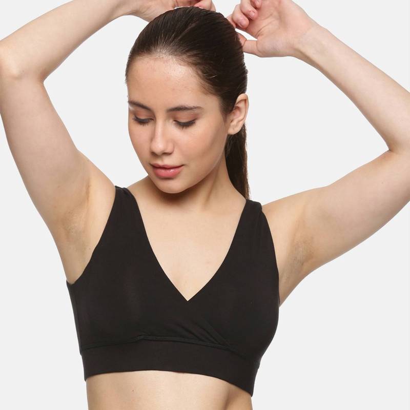 Tailor and Circus Womens Maternity Nursing Tencel Modal Micro Bra - Black (S)