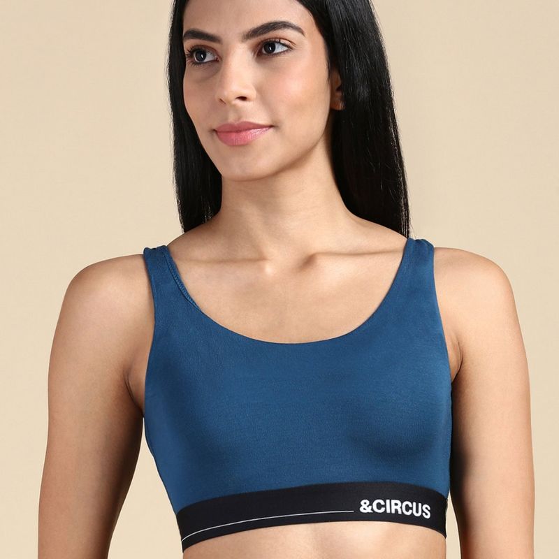 Tailor and Circus Womens Tencel Modal Micro U-Back Lounge Bralette - Teal (S)