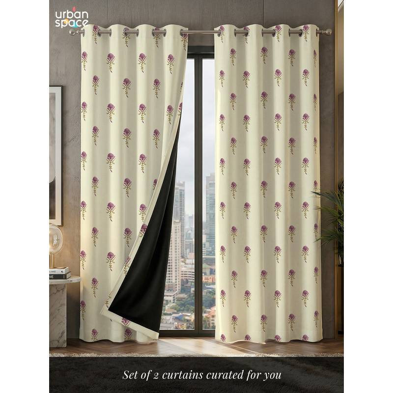 Urban Space 100% Light Blocking Digital Curtain 7Ft, Moonstem (Pack of 2) (7 Feet)