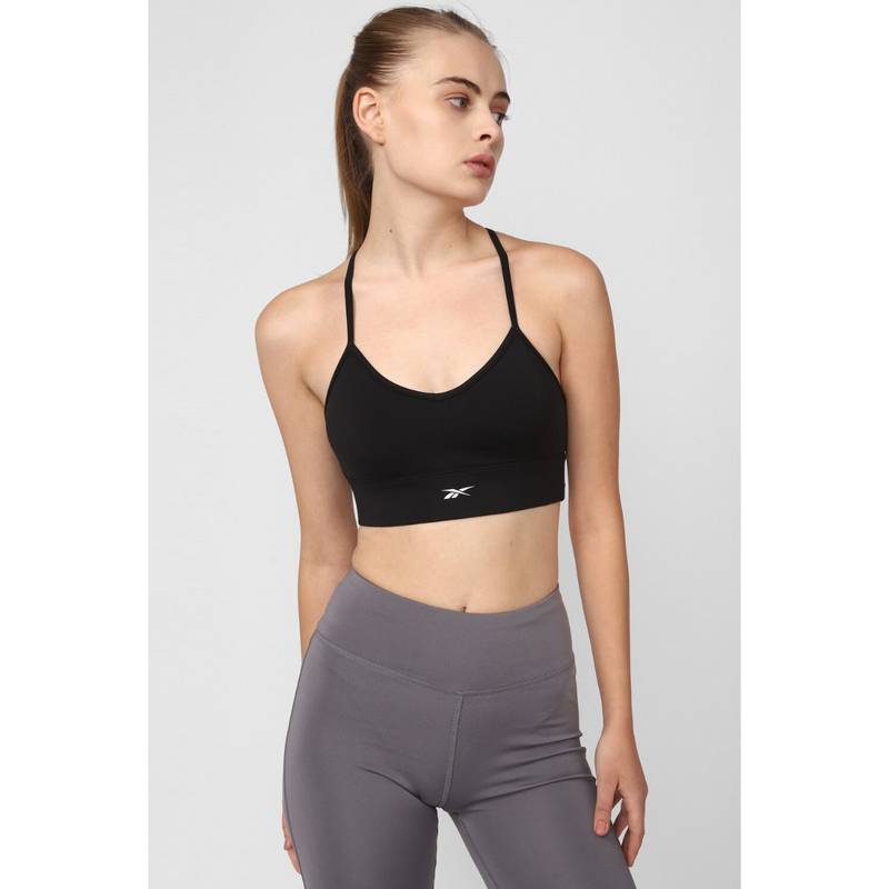 Reebok Womens Id Train Tri Back B Black Sports Bra (XS)