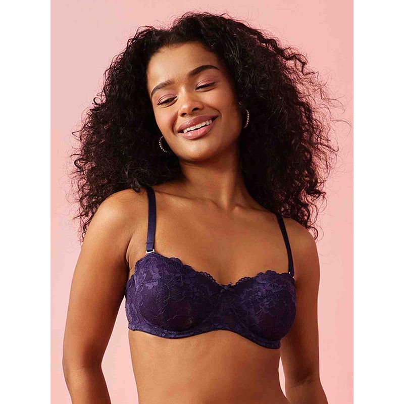 Chelvet Purple Non-Padded Underwired Lace Bralette (32B)
