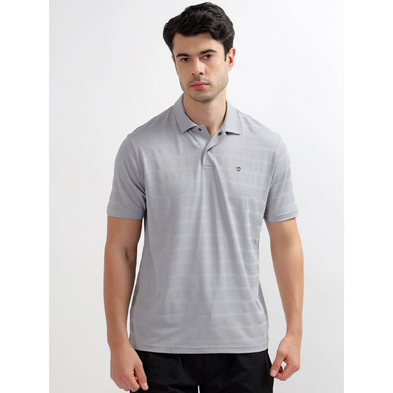 Cantabil Regular Grey Polo Neck Half Sleeve T-Shirt For Men (XL)