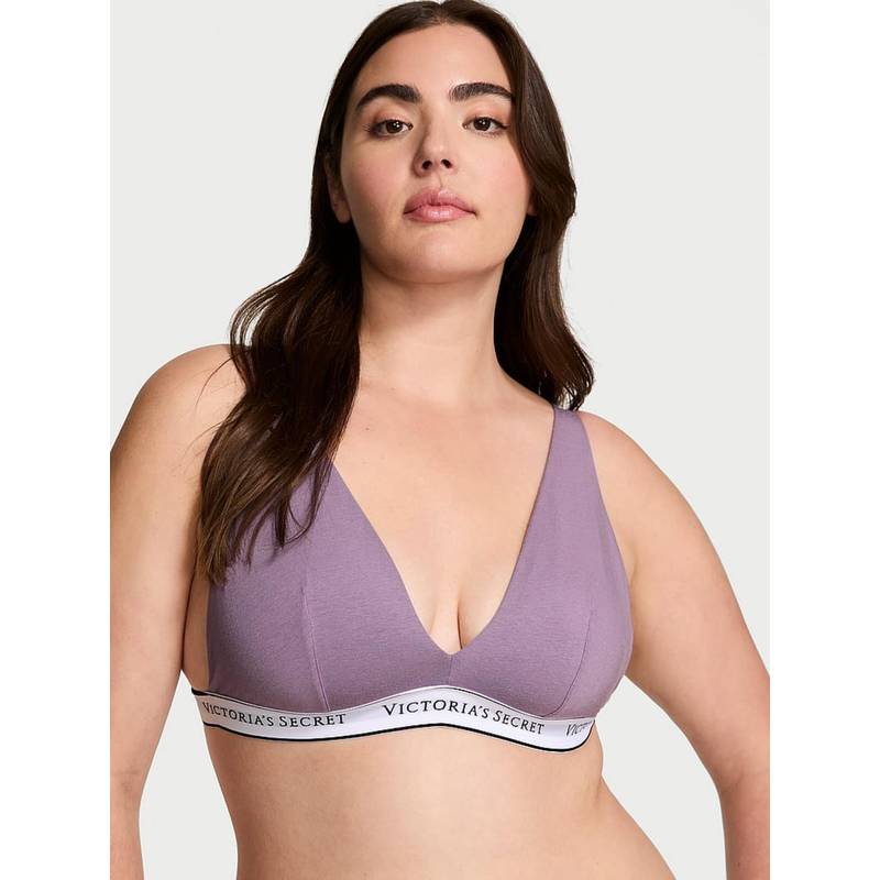 Victoria's Secret The T-shirt Wireless Cotton Plunge Bralette Purple (L)