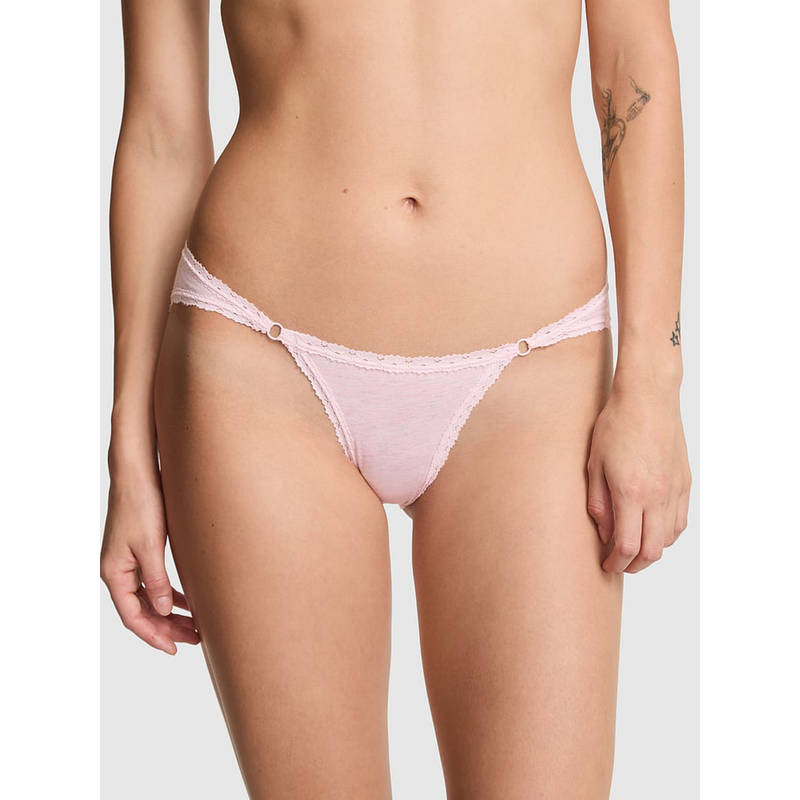 Victoria's Secret Pink Cotton Lace-Trim Low-Rise Cheeky Panty (M)