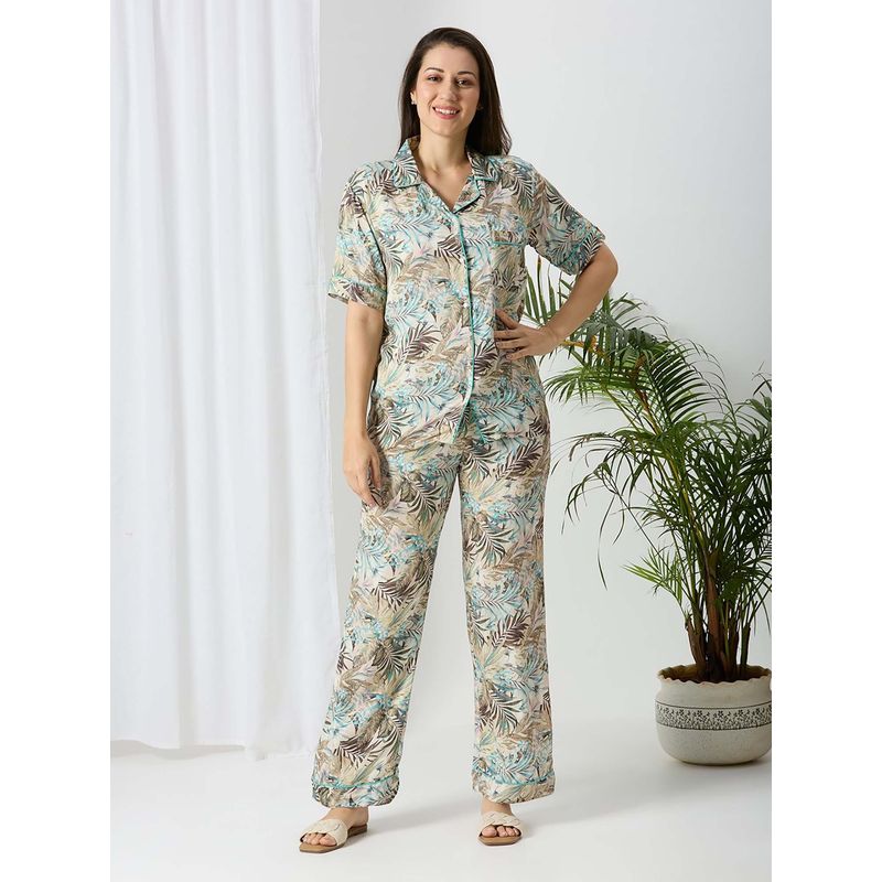 Ammarzo Multi-Color Printed Regular Shirt and Pyjama (M)