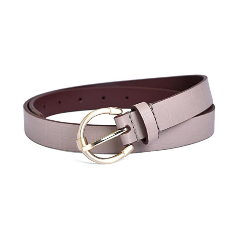 BELWABA Vegan Leather Beige Croc Womens Belt (30)