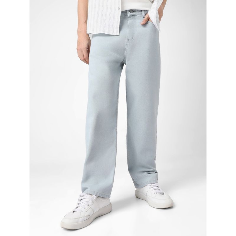 Urbano Fashion Men's Ice Blue Loose Baggy Fit Washed Jeans Non-Stretchable (36)