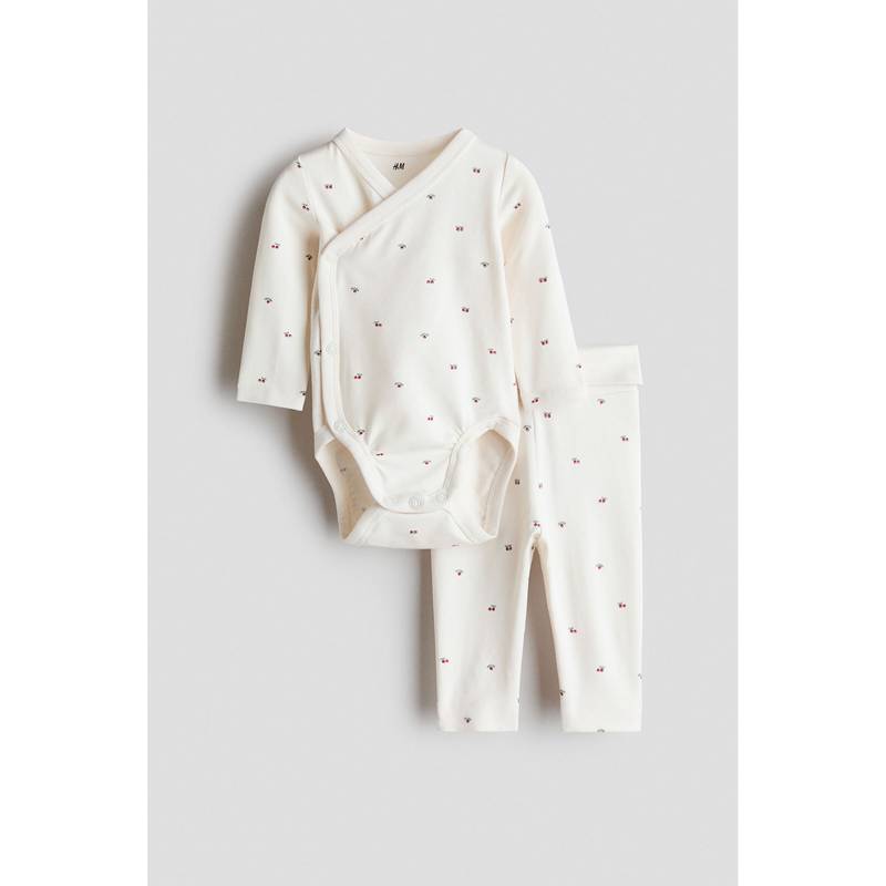 H&M Girls White 2-Piece Bodysuit and Leggings (Newborn)
