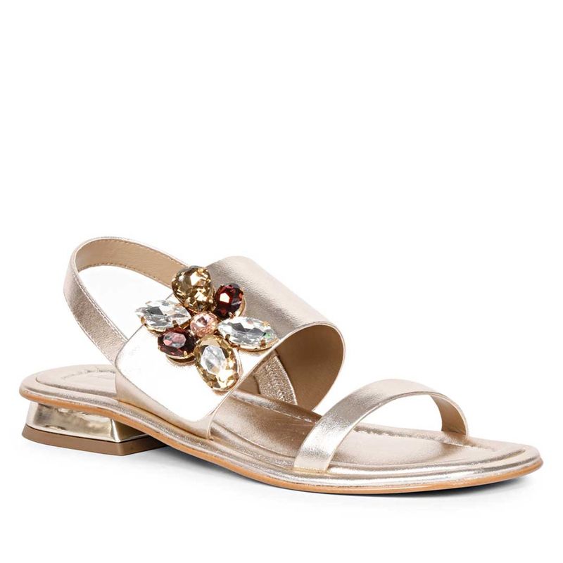 Saint G Multi Stone Butterfly Trim Gold Leather Sandals (UK 3)