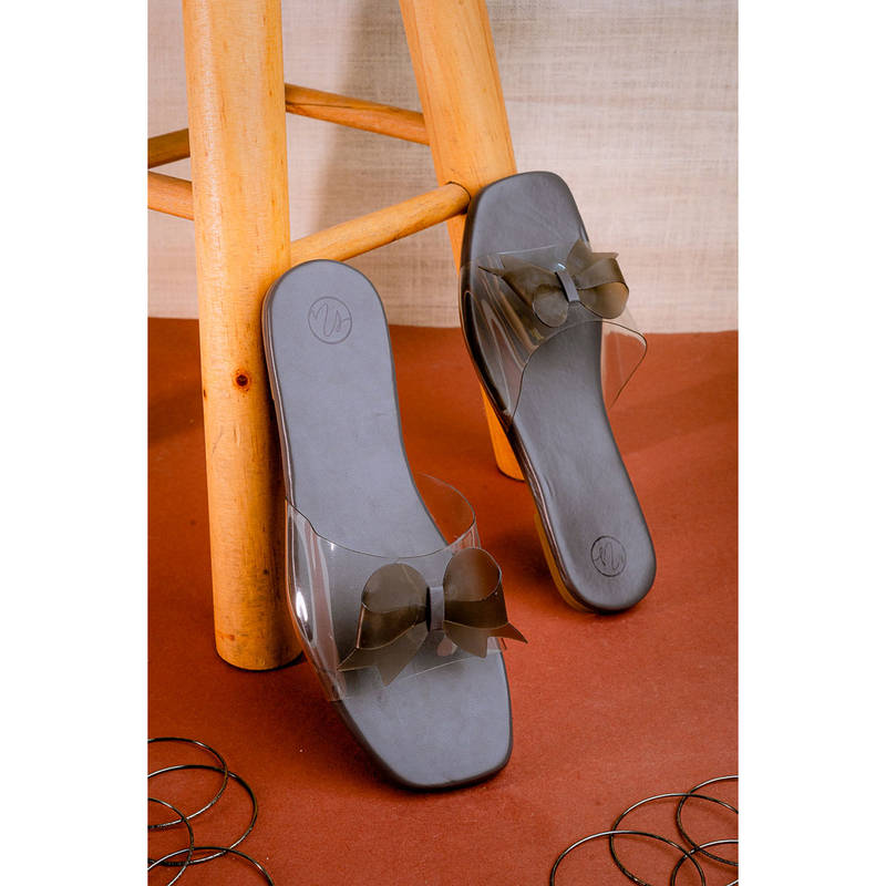 NR BY NIDHI RATHI Women Open Toe Grey Flats With Bows (EURO 37)