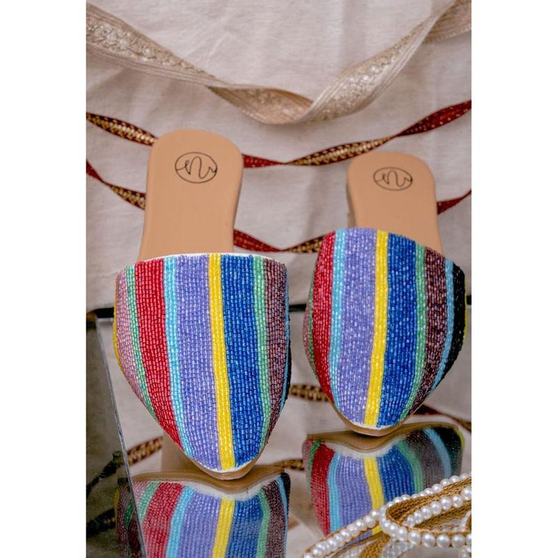 NR BY NIDHI RATHI Embellished Ethnic Multi-Color Mules (EURO 38)