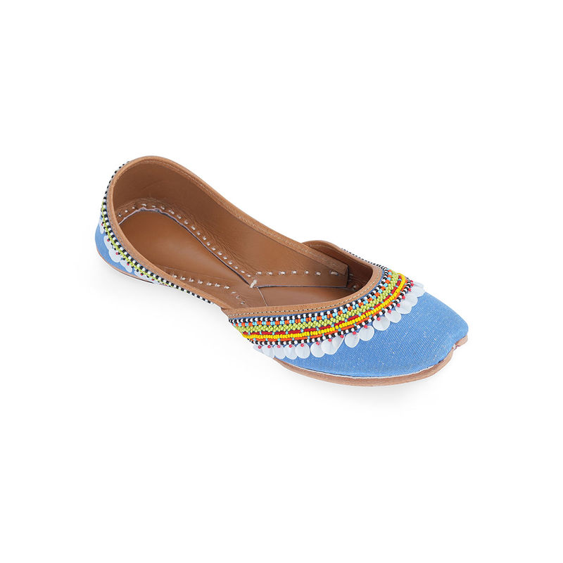 NR BY NIDHI RATHI Women Embroidered Blue Juttis (EURO 36)