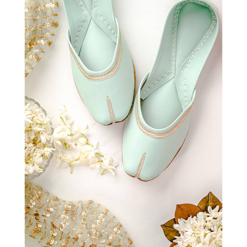 NR BY NIDHI RATHI Embroidered Ethnic Green Juttis (EURO 36)