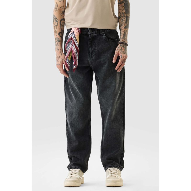Snitch Dark Grey Solid Baggy Fit Casual Jeans (32)