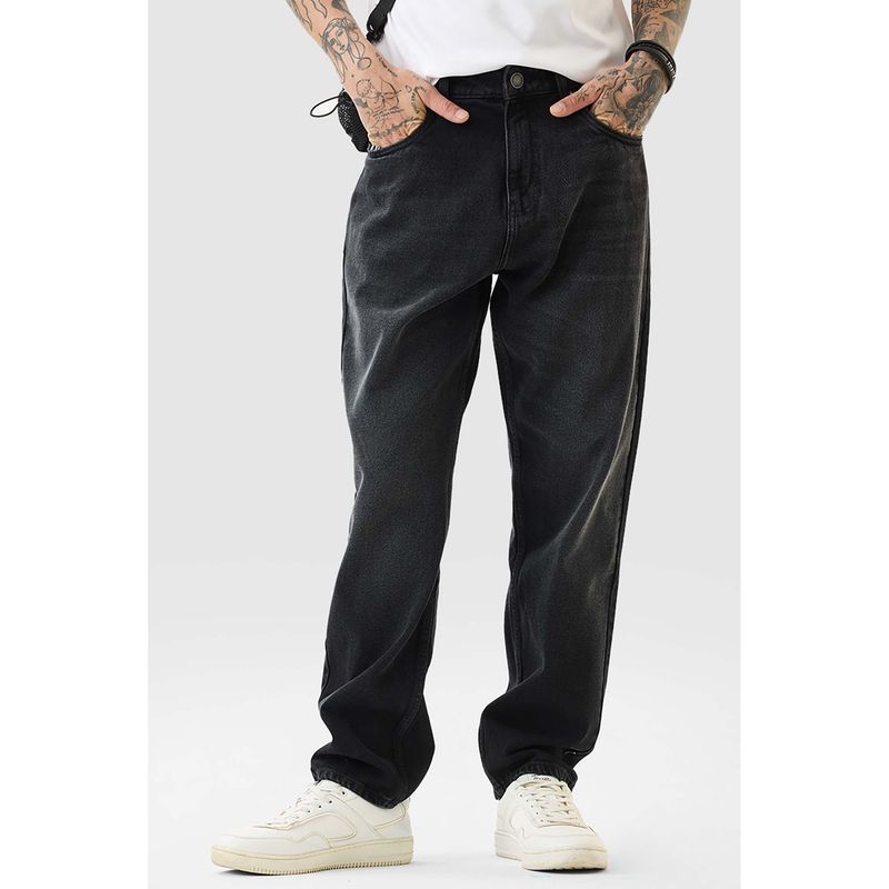 Snitch Charcoal Grey Solid Baggy Fit Casual Jeans (32)