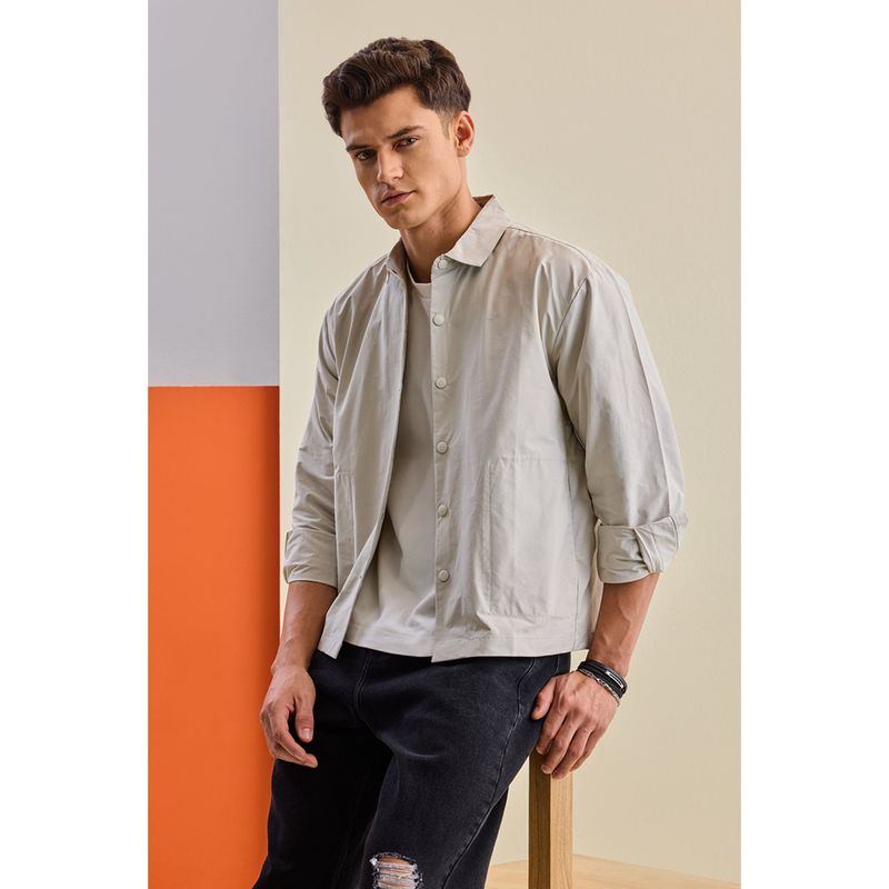 Snitch Off White Solid Regular Casual Shacket (L)