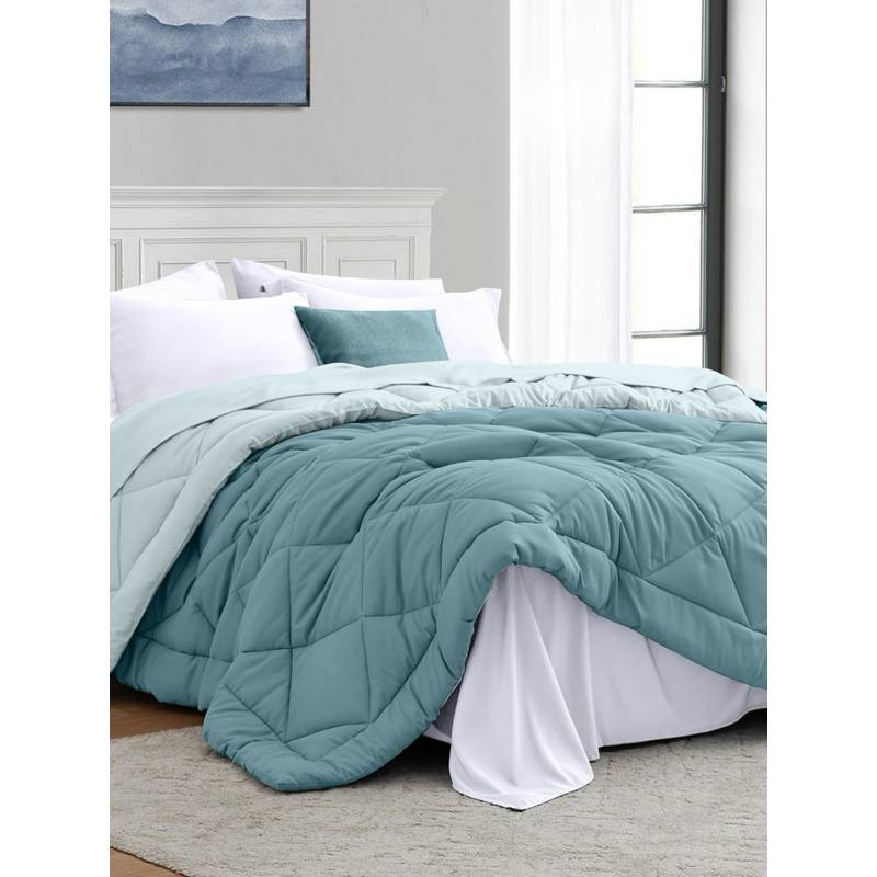 RIVERMOOR Blue Comfy Flip Solid Reversible 120 Gsm Comforter (Double)