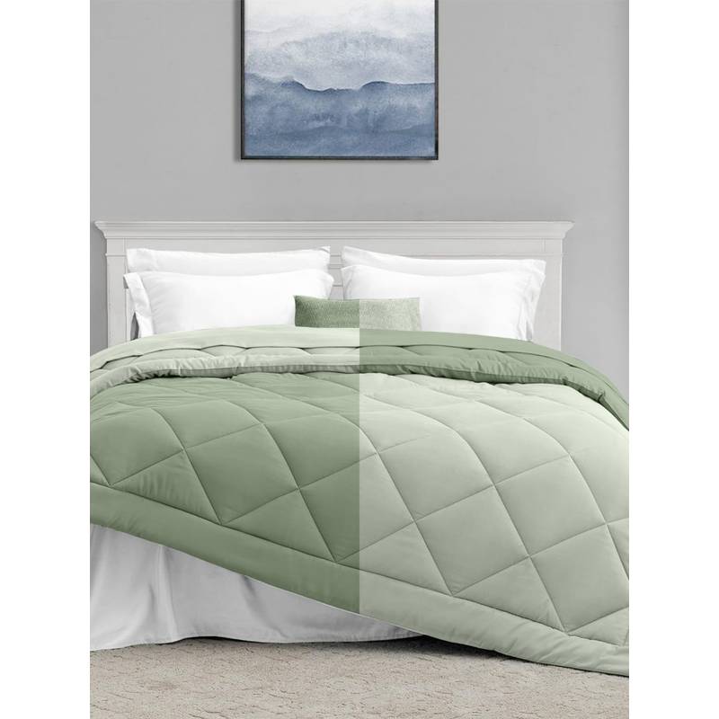 RIVERMOOR Green Comfy Flip Solid Reversible 120 Gsm Comforter (Single)