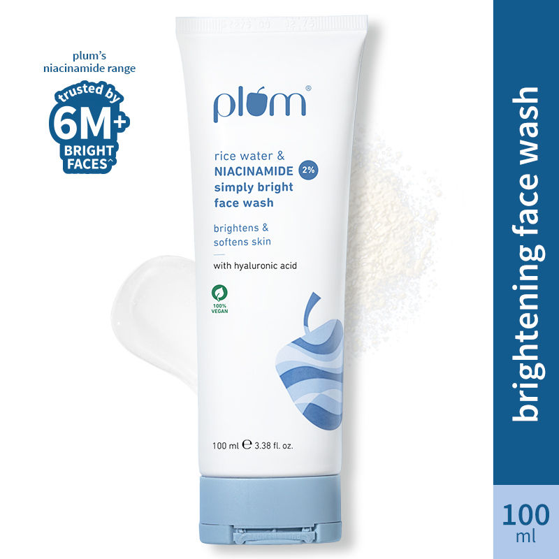 Plum 2% Niacinamide Face Wash With Rice Water For Oily Skin, Brightens & Hydrates