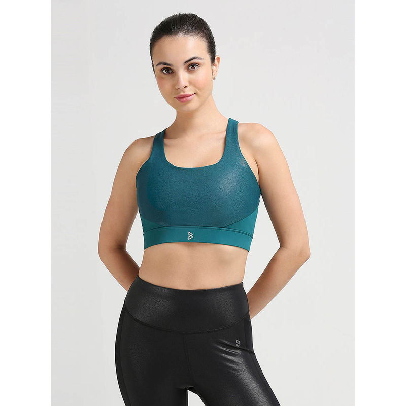 BODD ACTIVE Challenge Accepted Green Glossy Sports Bra (XS)