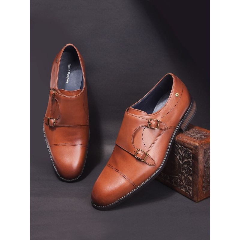 Hush Puppies Men Tan Buckle Formal Shoes (UK 8)
