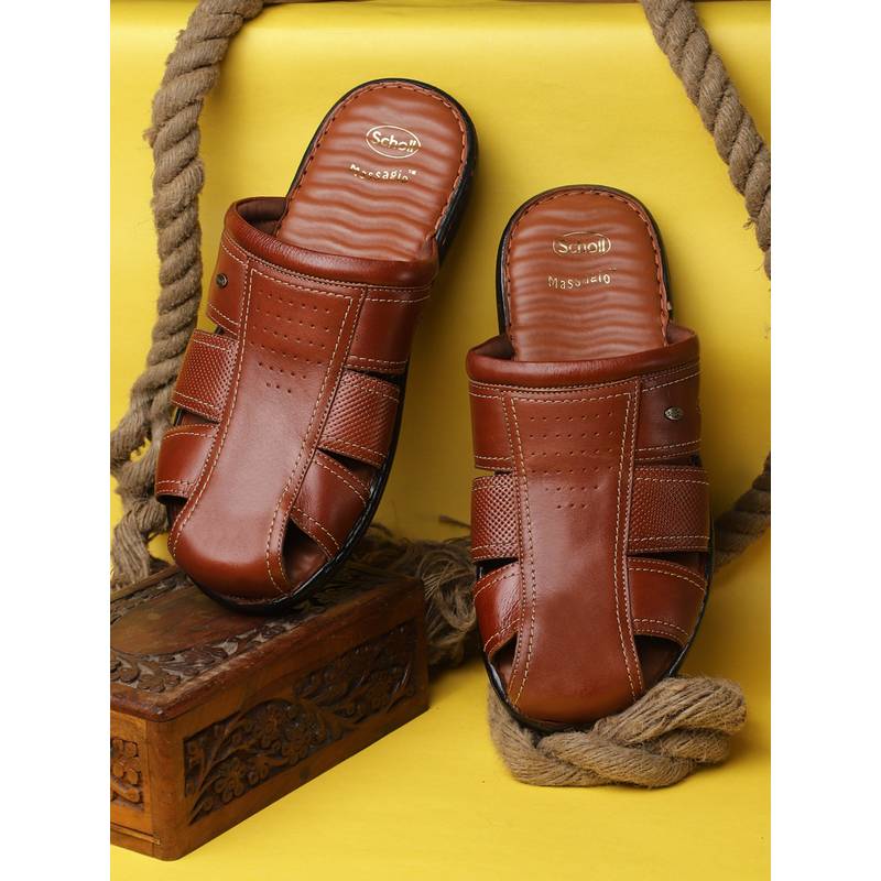 Scholl Men Tan Slip-On Sandals (UK 6)