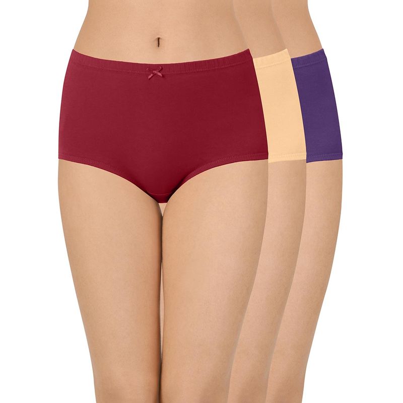 Amante Inner Elastic Solid High Rise Full Brief (Pack Of 3) - Multi-Color (S)