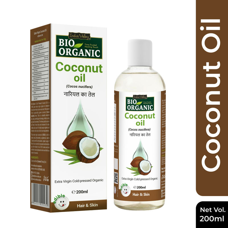 Indus Valley Bio Organic 100% Pure Extra Virgin Coconut Hair & Skin Oil