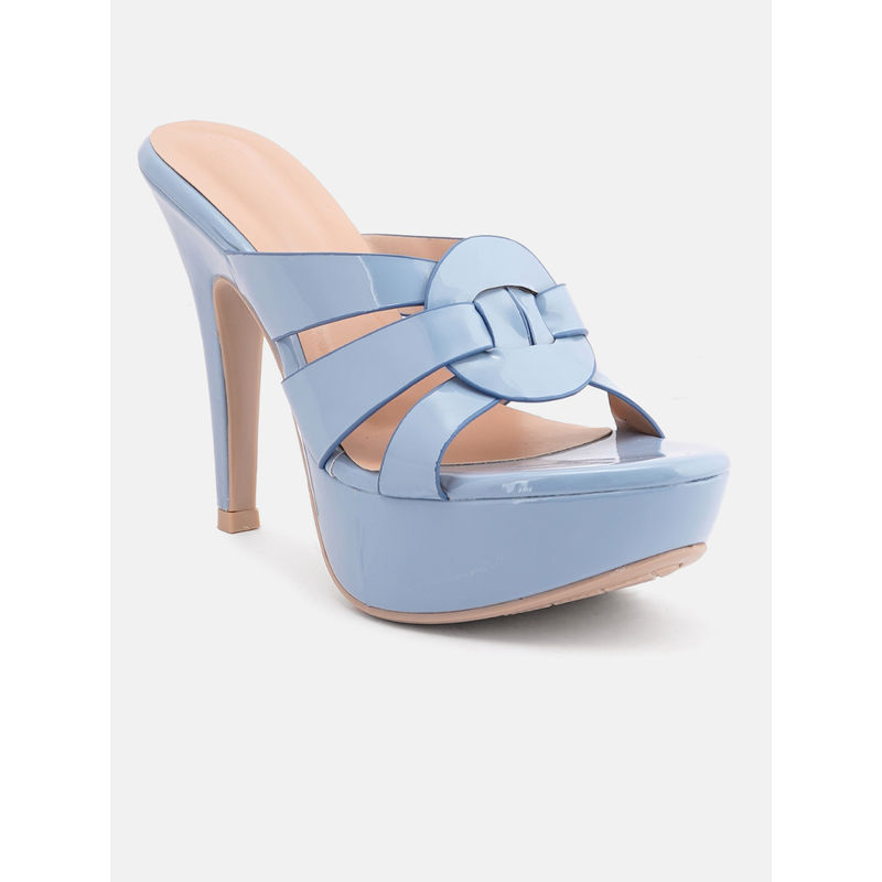 SCENTRA Solid Spain Skyblue Pumps With Bows (37)