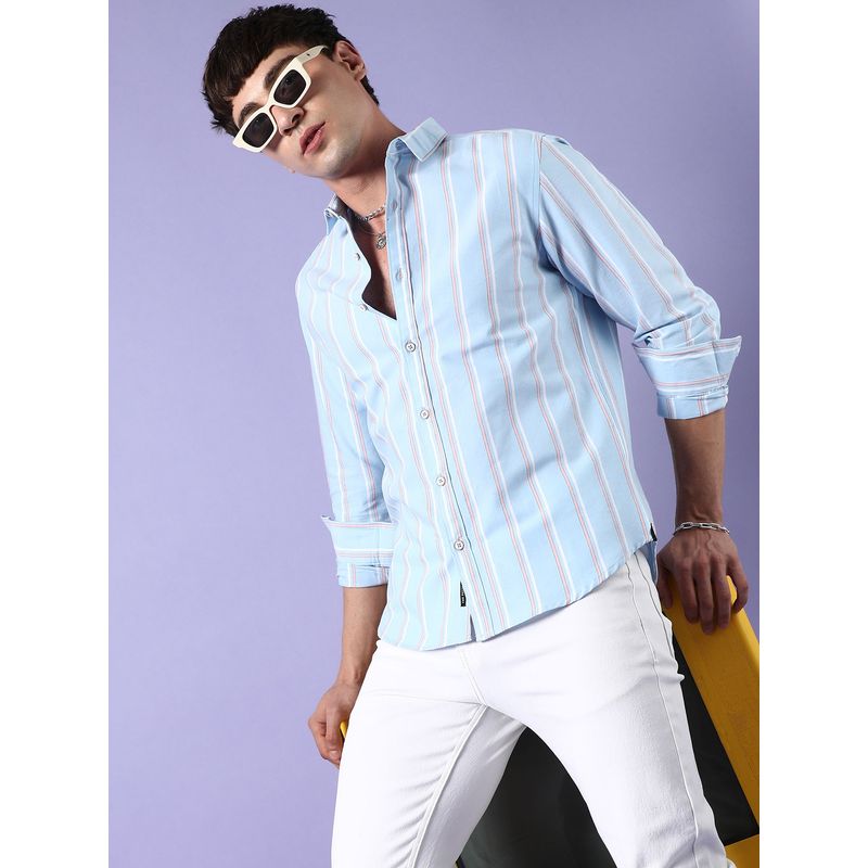 CAHOOT Mens Blue Striped Cotton Shirt (L)