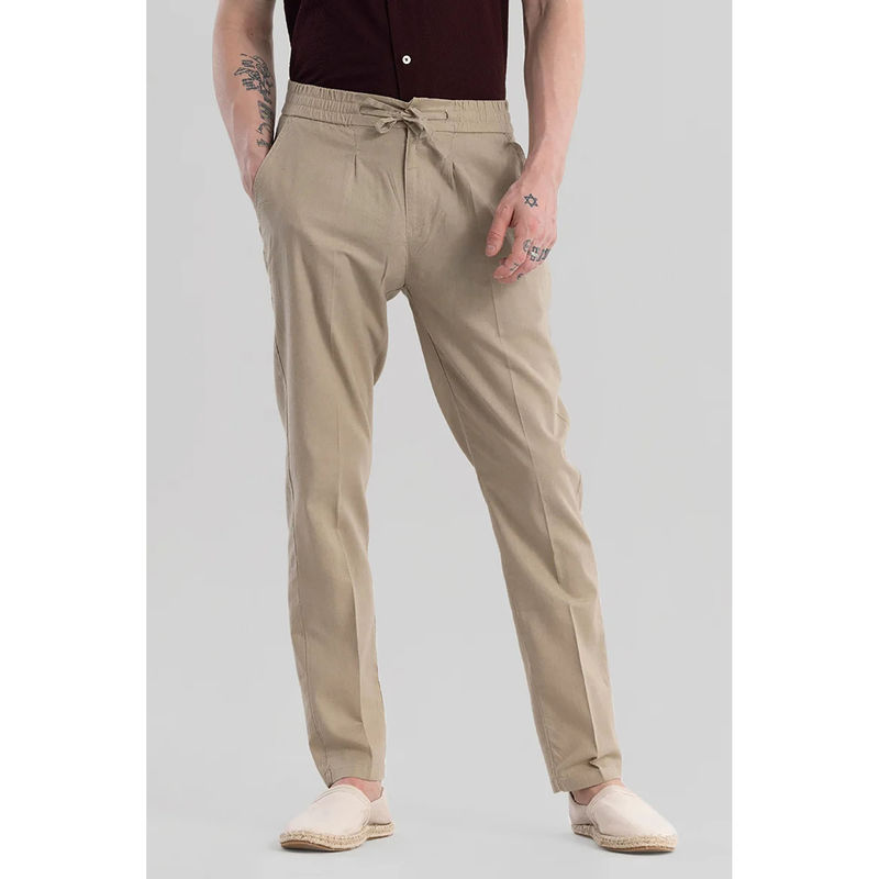 Snitch Nova Beige Linen Blend Trouser (34)
