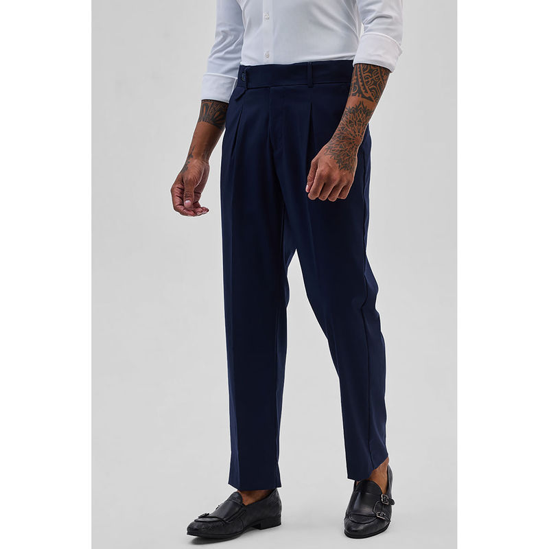 Snitch Navy Blue Relaxed Fit Korean Trouser (32)