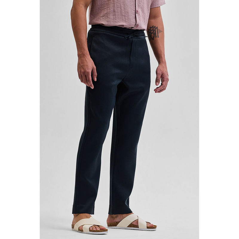 Snitch Navy Blue Slim Fit Drawstring Trouser (38)