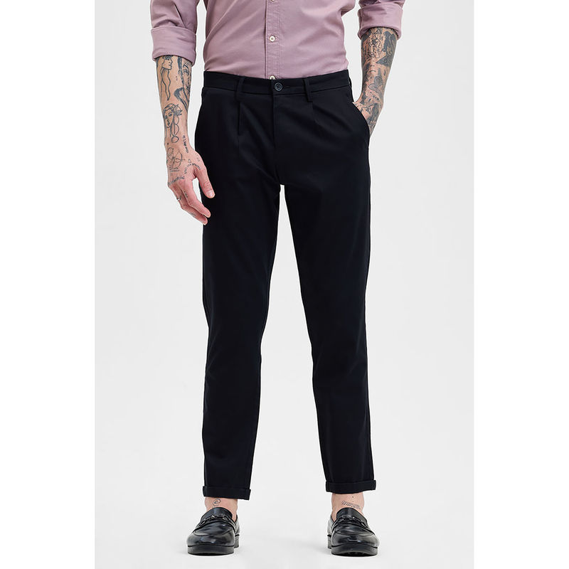 Snitch Black Solid Slim Fit Trouser (38)