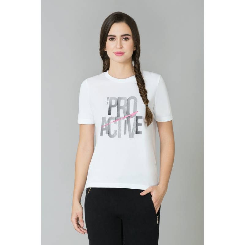Van Heusen Women Active Anti Odour & Round Neck T-Shirt - White (S)