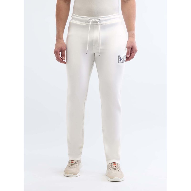 U.S. POLO ASSN. Active Sports Mens Slim Fit Space Dust White Track Pant (L)